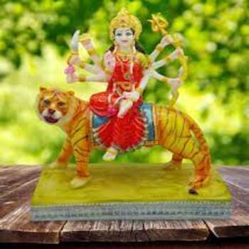 Colored Marble Durga Statue 